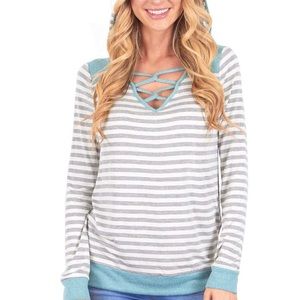 Hoodie with criss cross detail